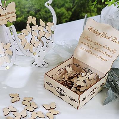 Wooden Hearts for Crafts, 50 Pcs Guest Book Blank Wood Sign