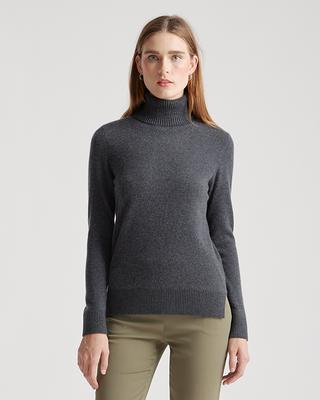 Recycled Cashmere Turtleneck Sweater - Heather Charcoal