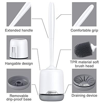 Marbarsse Bathroom Toilet Bowl Brush and Holder, Curved Design Toilet Brush  for Deep Cleaning Under Rim, Best Toilet Brush Set, Easy Handy