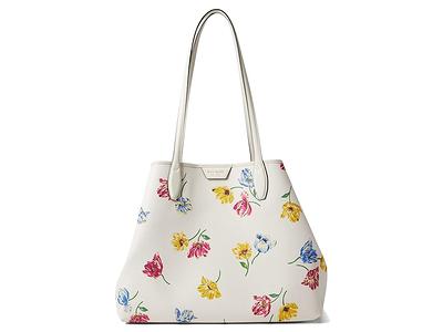 Spade Flower Jacquard Hearts Medium Bucket Bag in Black Multi