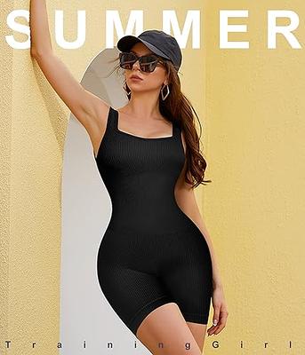 One Piece Jumpsuits for Women Yoga Ribbed Tank Tops Rompers Playsuit  Sleeveless Gym Bodysuit Club Streetwear 