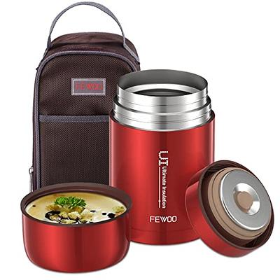 FEWOO Food Jar - 27oz Vacuum Insulated Stainless Steel Lunch Thermos, Leak  Proof Soup Containers with bag for Hot or Cold Food (Red) - Yahoo Shopping