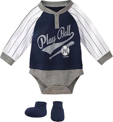 Outerstuff Infant Boys and Girls Navy, White, Heather Gray New York Yankees  Biggest Little Fan 3-Pack Bodysuit Set