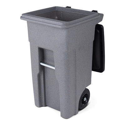 Lavex 50 Gallon Gray Wheeled Rectangular Trash Can with Lid and Step-On  Attachment