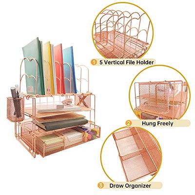 Spacrea Letter Tray, 4 Tier Rose Gold Desk Organizers and