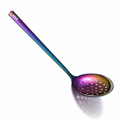 Ludlz Slotted Spoon and Soup Ladle Spatula , 304 Stainless Steel Cooking  Skimmer Cookware Utensil, Thickening Long Handle for Serving & Scooping