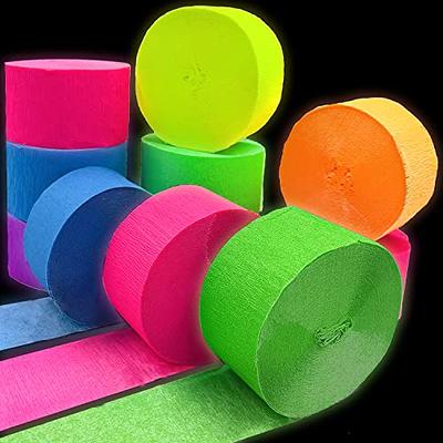 400 Feet Glow Party Neon Streamer Decorations Glow Crepe Paper Streamers UV  Reac