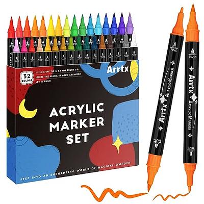 Arrtx 32 Colors Acrylic Paint Pens, Dual Tip Acrylic Paint Markers