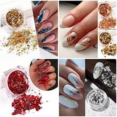 Holographic Glitter Nail Foil Flakes 3D Sparkly Aluminum Foil Sequins Nail  Art Supplies Rose Gold Red Silver Glitter Foils Flake Mirror Powder Nail  Designs for Acrylic Nail Art Decoration (4Boxes) - Yahoo