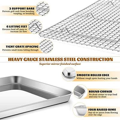 9 Inch Toaster Oven Tray and Rack Set, Small Stainless Steel Baking Pan  with Cooling Rack,Dishwasher Safe Baking Sheet