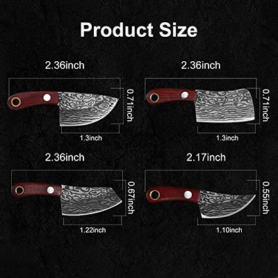  Damascus Pocket Knife Set Mini Chef Tiny Cleaver for Package  Opener Box Cutter - of 4 : Sports & Outdoors