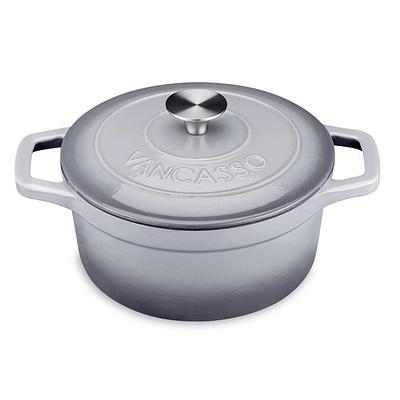 vancasso 5 qt. Non-Stick Cast Iron Round Dutch Oven in Gray with