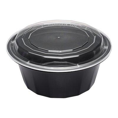 Asporto 32 oz Black Plastic 2 Compartment Food Container - with