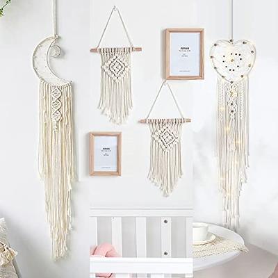 Macrame Kits for Adults Beginners 3PCS：1 Macrame Wall Hanging Supplies +1  Moon Macrame kit +1 Heart DIY Dream Catcher Kit,Includes Macrame Cord and