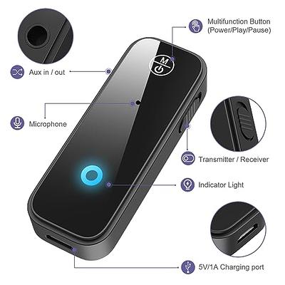 Bluetooth 5.0 Receiver for Car, Noise Cancelling Bluetooth AUX Adapter,  Bluetooth Music Receiver for Home Stereo, Wired Headphones, Hands-Free  Calls(16H Battery Life/Dual Link) 