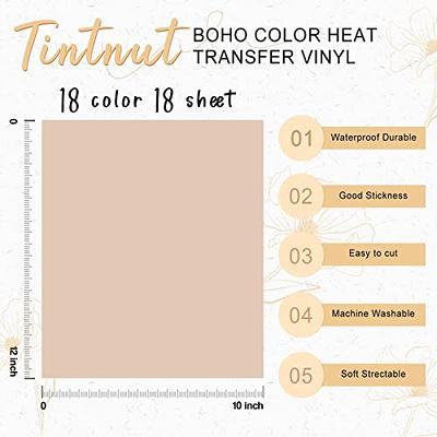 Tintnut Boho Color Heat Transfer Vinyl - 18 Sheets 12 X10 Inche