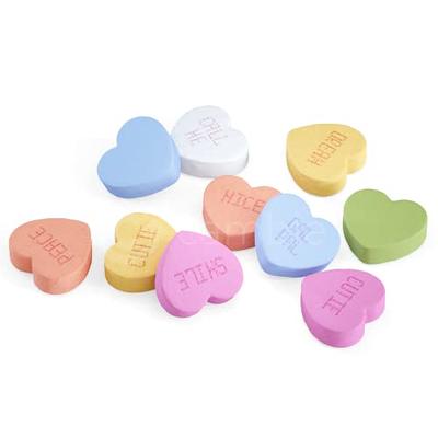 Small Conversation Hearts by Cambie, 2 lbs of Pastel Valentine's Candy, Delicious Fruity & Mint Flavors in a Colorful Pastel Display, Conversation  Hearts Candy Packaged in Bulk