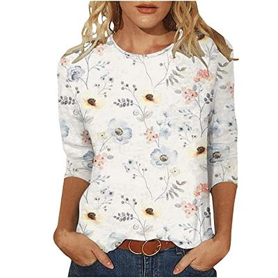 T Shirts for Women Floral Print Short Sleeve Blouses Tops 2023 Summer  Graphic Tees V Neck Trendy Tunics Casual Loose Shirts at  Women’s  Clothing