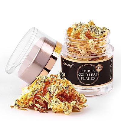 24K Edible Gold and Silver Leaf Flakes for Food Decoration (Cake,  Chocolate, Steak, Drink & Cooking) and Spa, 50mg Edible Gold Leaf and 50mg  Edible