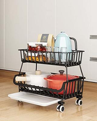 RUJIN Fruit Vegetable Basket, 4 Tier Stackable Storage Baskets with  Lockable Wheels Metal Wire Kitchen Organizers and Storage Organizer Cart  for Kitchen/Pantry/Bathroom(1 Piece) - Yahoo Shopping