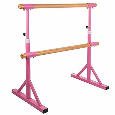 Goplus Double Ballet Barre Bar, Portable 4 FT Freestanding Dancing Bar w/  7” - 46” Adjustable Height, Barre Exercise Equipment Bar for Home School