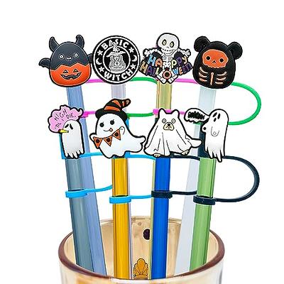 Kleeblatt Halloween Straw Covers Cap, 8pcs Cute Silicone Straws