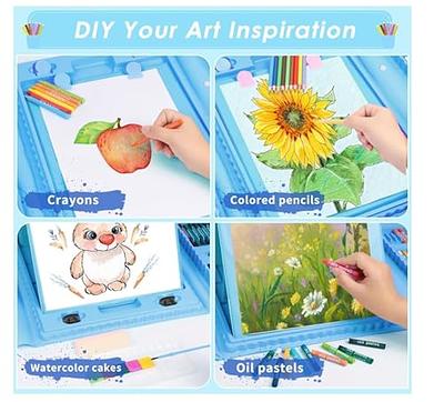 208pcs Kids Drawing Set Water-Based Drawing Set Colored Pencils Oil Pastels  Watercolor Paints Portable Art Box For Children Gift school gift -pink