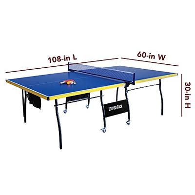  Folding Rolling Table Tennis Table Indoor Ping Pong Table with  2 Paddles 2 Balls 1 Net and Post Set Fold-Up Design 4 Wheels for Easy  Movement Perfect Christmas New Year