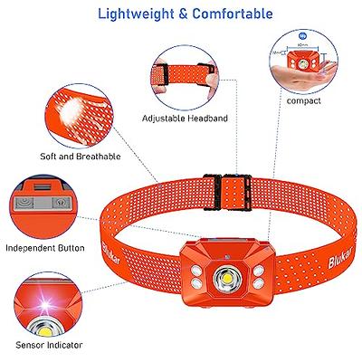 Blukar Head Torch Rechargeable, Super Bright LED Headlamp with Sensor  Control & Red Light, 5 Lighting Modes, IPX5 Waterproof 30 Hrs Runtime for  Power Cuts, Emergency, Running, Hiking etc-Orange red - Yahoo Shopping