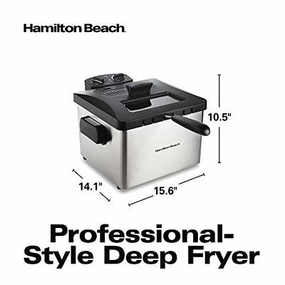 Hamilton Beach Triple Basket Electric Deep Fryer, 4.7 Quarts / 19 Cups Oil  Capacity, Lid with View Window, Professional Style, 1800 Watts, Stainless