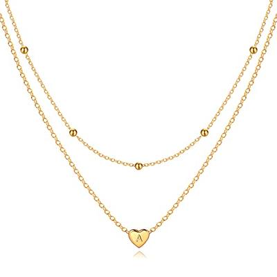 Foxgirl Gold Heart Necklaces for Women 14k Gold Plated Pendant Necklace  Simple Cute Necklaces for Women Dainty Layered Choker Necklaces for Women  Gold