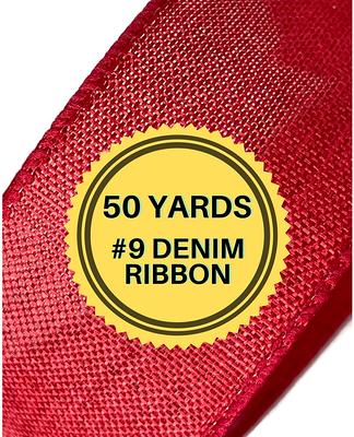 1.5 Inch Wired Ribbon For Bows, Red Christmas Ribbon, Stiff 50