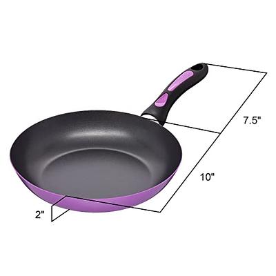 HLAFRG 8 inch Nonstick Frying Pan with Lid, Blue Granite Skillet, Non  Toxic, Even Heating Less Oil, Omelet Pan with Heat-Resistant  Handle,Suitable for