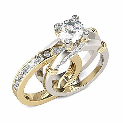 Newshe Wedding Rings for Women Engagement Ring Enhancer Band Bridal Set  Sterling Silver 1.8Ct Cz Rose Gold Size 7 - Yahoo Shopping