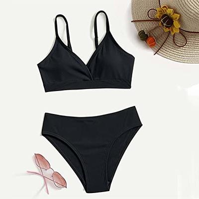 Cute Swimsuit for Teen Girls Under 15 Women's Sexy Bikini Solid Color Split  Swimsuit Set High Waist Ladies (Black, M) : : Clothing, Shoes &  Accessories