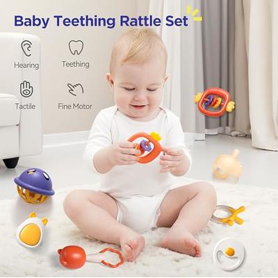 Baby Toys 3-6 Months Baby Teething Toys for Babies 0-6-12 Months 4 Textures, Infant Toys Baby Toys 6 to 12 Months 0-3 Months, Baby Rattle Baby Teether