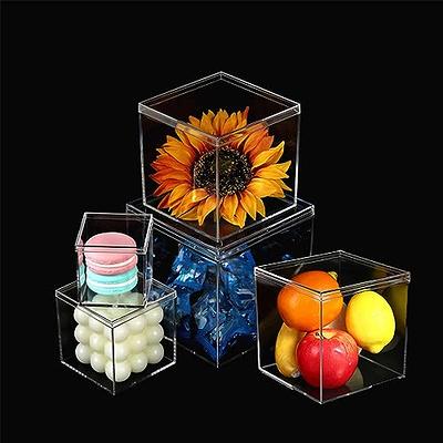 Clear Acrylic Box with LId , 4 Pack Small Acrylic Box with Lid Plastic  Square Cube Small Container ,Storage Boxes Organizer Containers for Candy  Pill