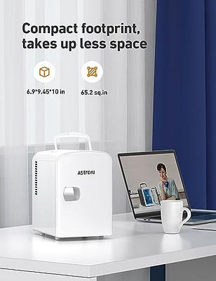 AstroAI Mini Fridge, 4 Liter/6 Can AC/DC Portable Thermoelectric Cooler  Refrigerators for Skincare, Beverage, Home, Office and Car, ETL Listed  (White