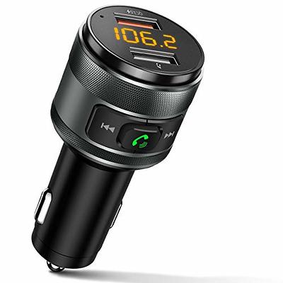 5.0 Bluetooth FM Transmitter for Car,QC3.0 Wireless Bluetooth FM Radio  Adapter Music Player /Car Kit with Hands-Free Calls,2 USB Ports,Support U
