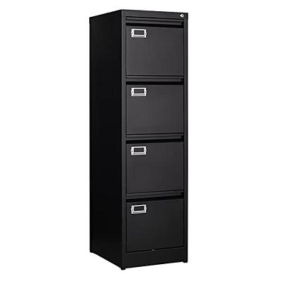 BYBLIGHT Atencio Black File-Cabinet with Lock Open Storage Shelves