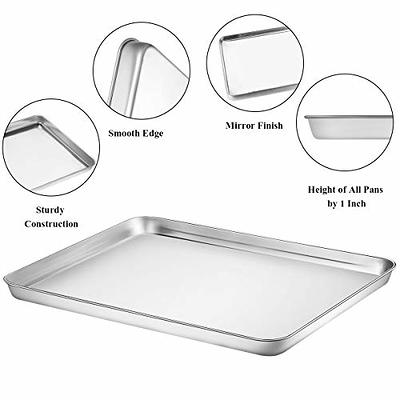 Baking Tray Set of 2, Stainless Steel Baking Sheet Pan Professional, Non  Toxic & Healthy, Mirror Finish & Rust Free, Easy Clean & Dishwasher Safe