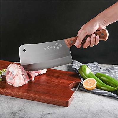  SHI BA ZI ZUO 7 Inch High-carbon Steel Kitchen Knife for Meat  Vegetable with Ergonomic Full Tang Heft Handle: Home & Kitchen