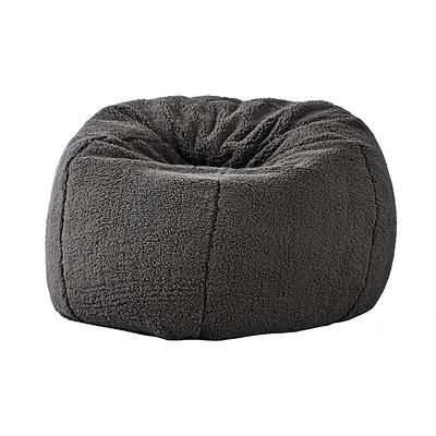 Sherpa Bean Bag Chair Cover + Insert, Large, Charcoal/Black