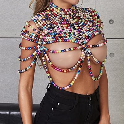 Pearl Body Chain Bra Fashion Shoulder Necklaces Bra Chain Body