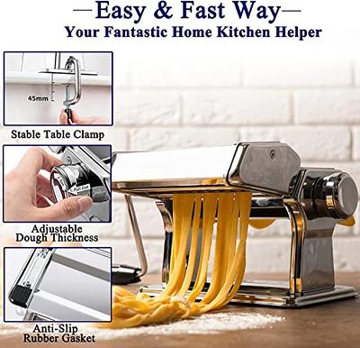 NEWTRY Electric Pasta Maker Noodle Maker Pasta Making Machine Dough Roller  Cutter Thickness Adjustable Stainless Steel US 110V for Family Use 3 Blades