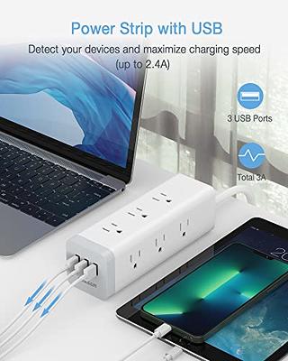 Power Strip Tower Surge Protector, SUPERDANNY Desktop Charging Station, 10  Ft Extension Cord, 9 Outlets, 4 USB Ports, 1080 Joules, 3-Prong, Grounded