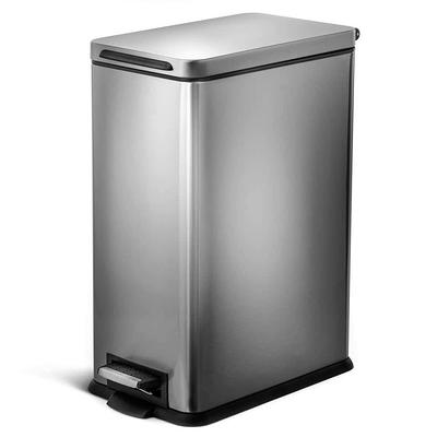 Innovaze 1.6 Gal./ 6-Liter Fingerprint Free Brushed Stainless Steel Rectangular Step-On Trash Can