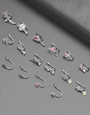 9 Pcs Fake Nose Ring Nose Cuff Non Piercing Inlaid Clip on Faux