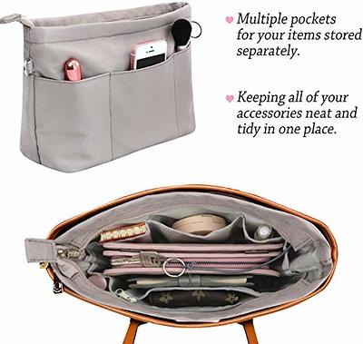 HyFanStr Purse Organizer Insert with Zipped Top for Tote Bag, Handbag  Shaper with 13 Pockets, Grey L - Yahoo Shopping