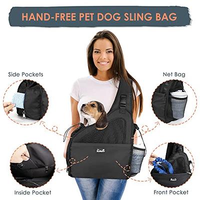 SlowTon Dog Carrier Sling - Hard Bottom Support Dog Carriers for Small Dogs  with Adjustable Padded Shoudler Strap, Dog Purse for Puppy Cat Pet with